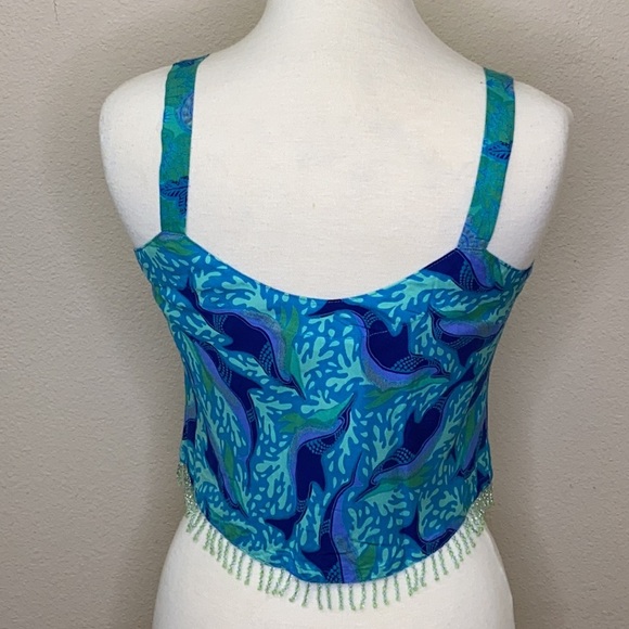 Rainbow-Jo Hawaii Dolphin Crop Top beach theme party summer Halloween sorority - Picture 7 of 11